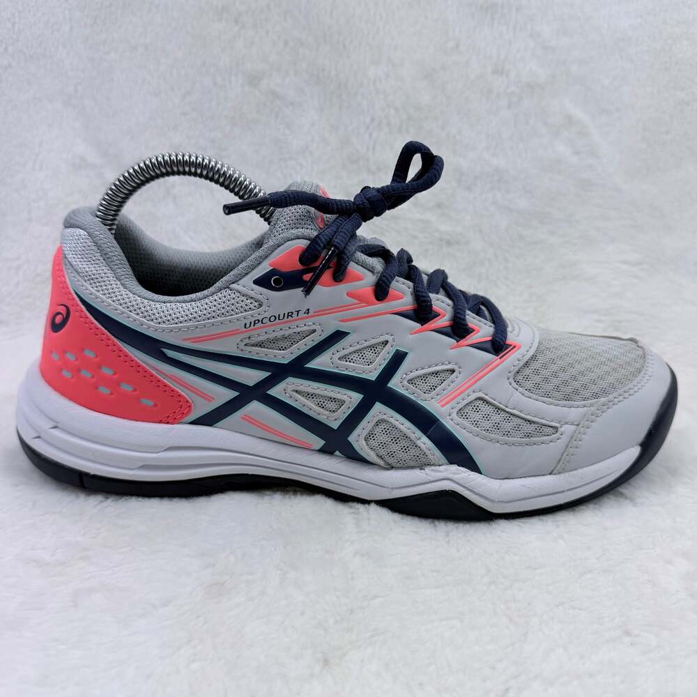 ASICS Upcourt 4 Men's Indoor Shoes Glacier Grey Sunrise Red Size 7 Volleyball